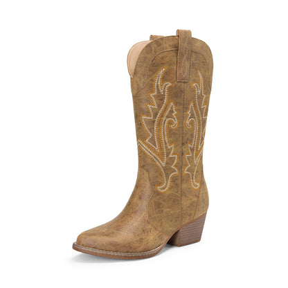 DREAM PAIRS Women Cowboy Cowgirl Mid Calf Boots,Tan,8 🍁 All In One Marketplace Canada