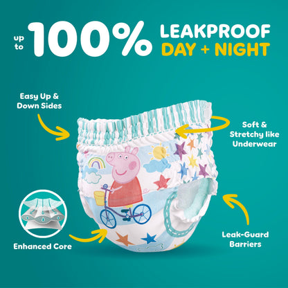 Pampers Easy Ups Girls & Boys Potty Training Pants, Size 7 (5T6T), Peppa Absorbent Training Underwear, Up to 100% Leakproof Day and Night, Hypoallergenic, 1 Pack (Count of 70)