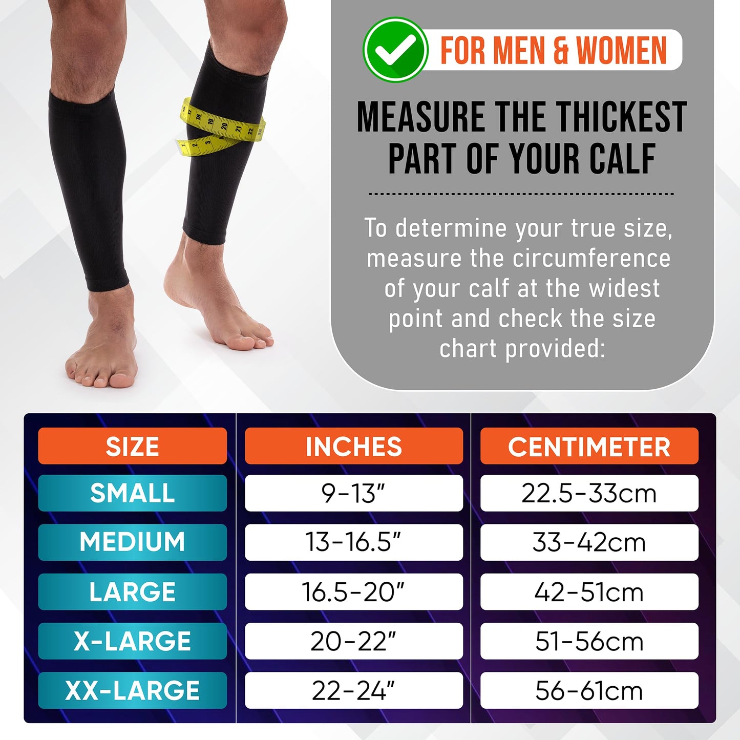 Calf Compression Sleeves for Men and Women - (1 Pair) Footless Compression Socks Support for Varicose Vein, Nursing, Pregnancy, Running - PhysFlex Leg Sleeve Brace for Shin Splints, Pain Relief and Reduces Swelling (Black, Medium) - Available at All In One Marketplace Canada