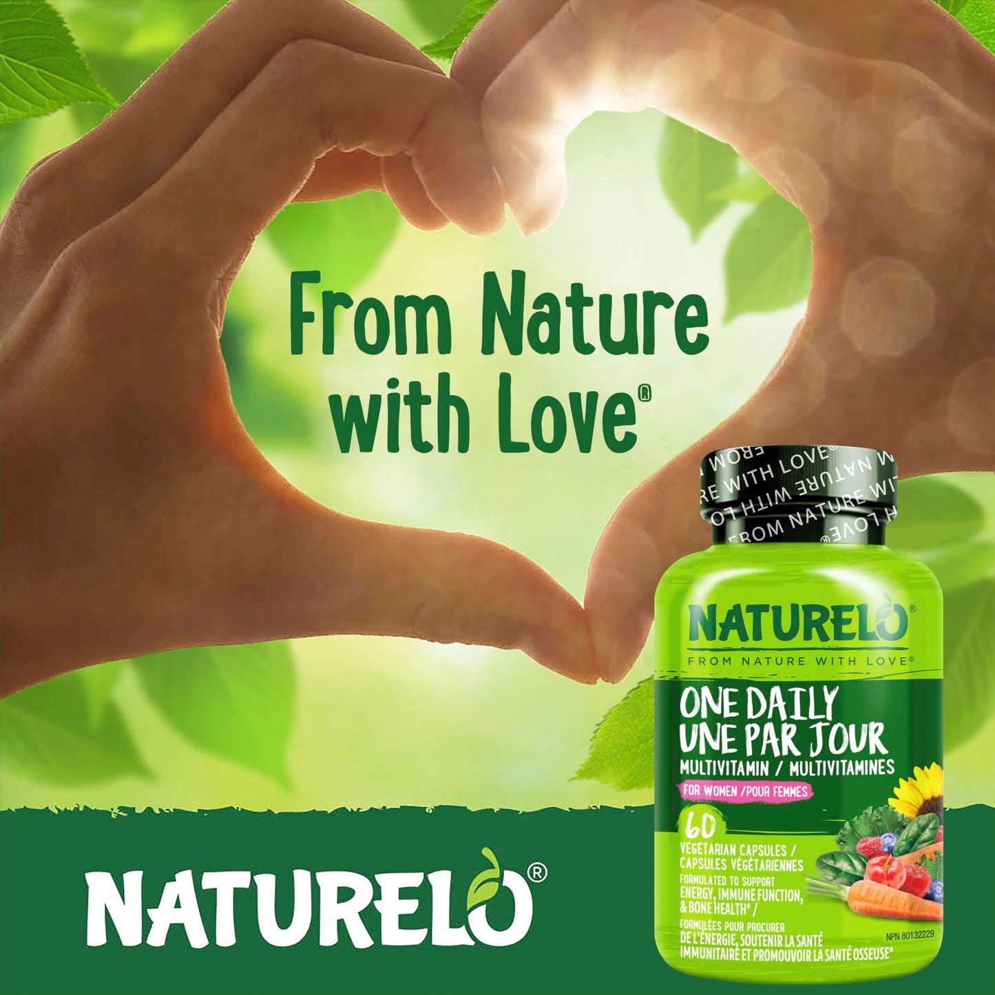 NATURELO One Daily Multivitamin for Women w/Vitamin B12, 60 Ct, Energy Support, Whole Food Daily Women Multivitamin Supplement, Nourish Hair/Skin/Nail, Non-GMO, No Soy, Gluten Free, 2 Month Supply - Available at All In One Marketplace Canada