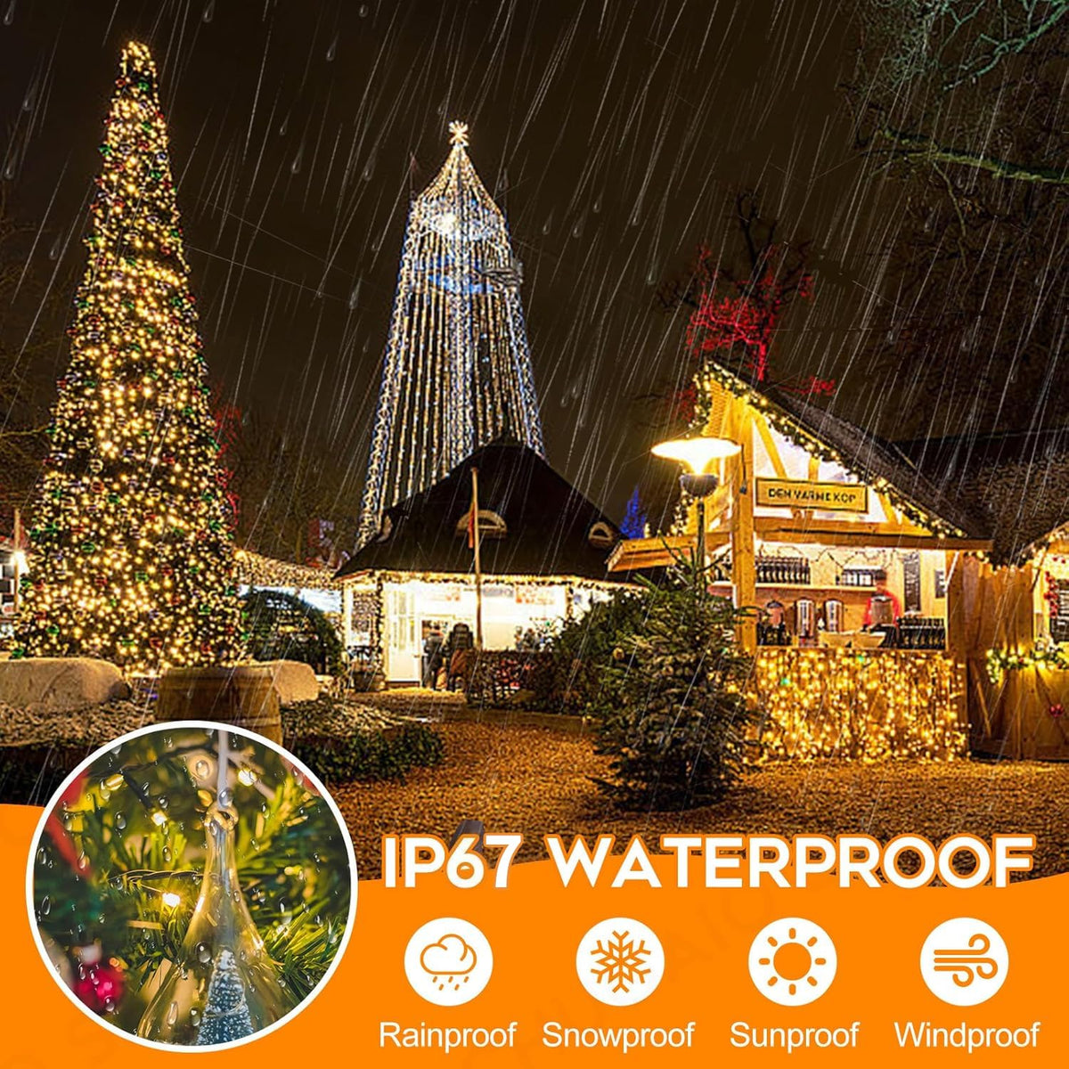 Mresove Upgraded 105FT 300LEDs Christmas Lights Connectable Outdoor Indoor String Lights Timer with Remote 8 Modes Memory Function for Christmas Tree Party Decoration Warm White 🍁 All In One Marketplace Canada