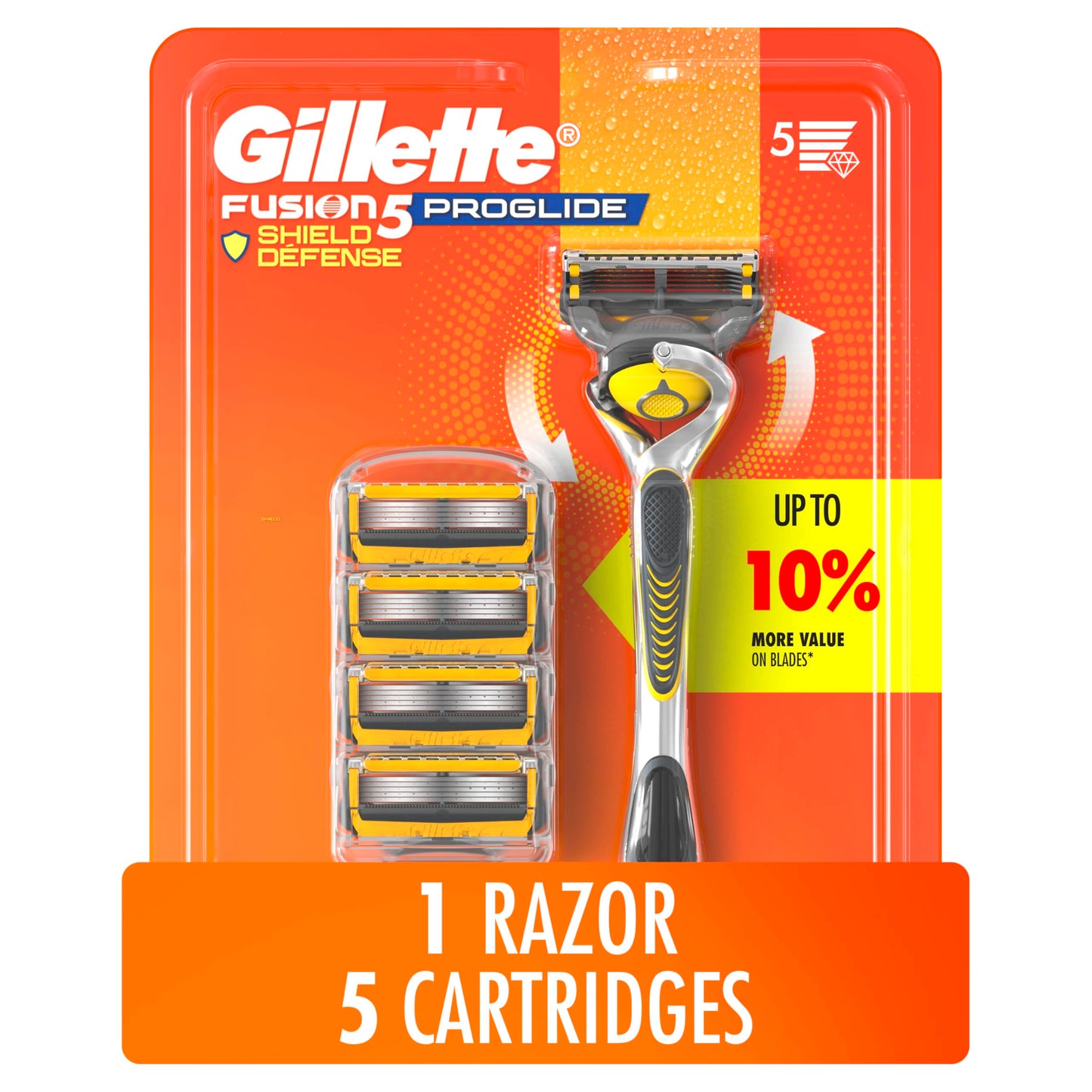 Gillette ProShield Mens Razor, 1 Handle + 5 Blade Refills, 1 Count (Pack of 1) Gillette