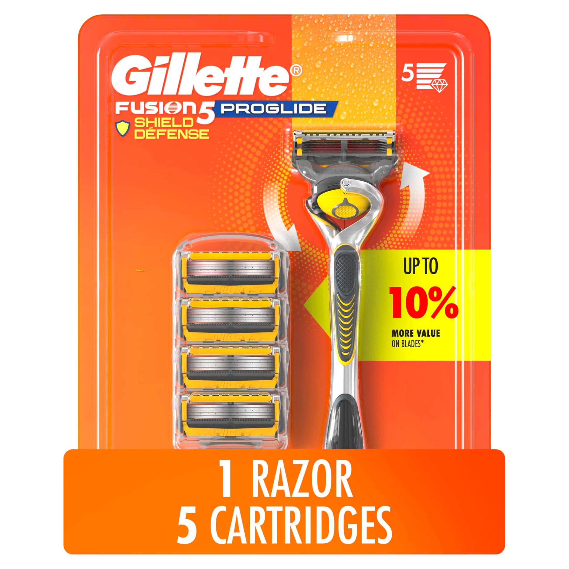 Gillette ProShield Mens Razor, 1 Handle + 5 Blade Refills, 1 Count (Pack of 1) Gillette