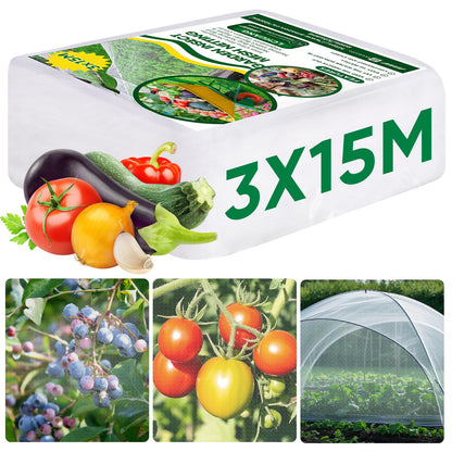 Ultra Fine Insect Mesh Garden Netting 3M x 15M, Extra Large Insect & Bird Barrier Netting, Crop Protection Plants Netting for Vegetables, Fruit Trees, Greenhouse, Customizable Plant Cover Protection - Available at All In One Marketplace Canada