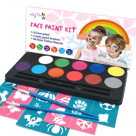 Maydear Face Painting Kit for Kids with 12 Colors Safe and Non-Toxic Large Water Based Face Paint (Matte) - Available at All In One Marketplace Canada