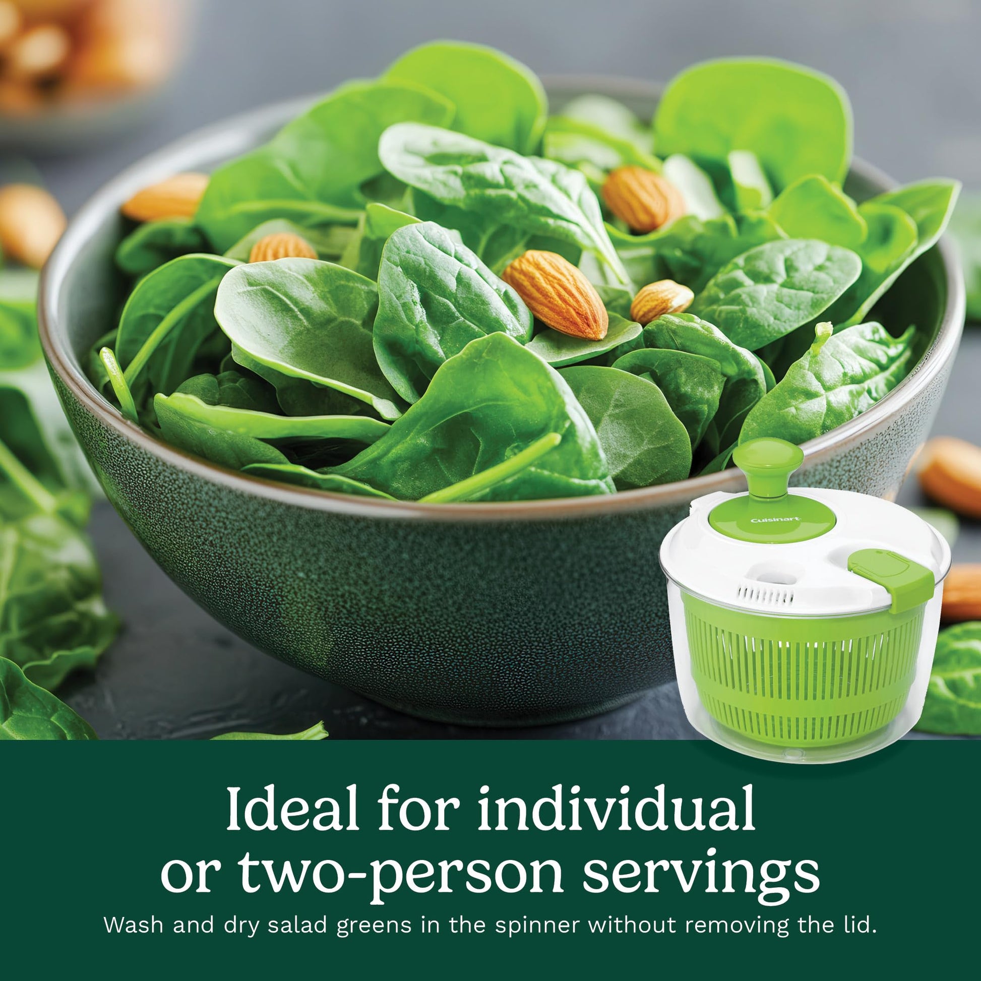 Cuisinart Salad Spinner with Easy-to-Spin Knob, 3-Qt Capacity (CTG-00-SSASC)