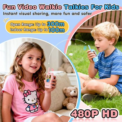 Video Walkie Talkies for Kids, 2 Pack Facetime Walkie Talkies with HD Camera & Voice Changer for Boys Girls for Family Games, Indoor, Outside, Hiking Christmas Birthday Toys Gift Ages 3-12 (Blue+Pink) 🍁 All In One Marketplace Canada