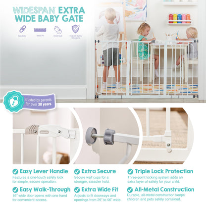 Regalo 56-Inch Extra WideSpan Walk Through Baby Gate, Bonus Kit, Includes 4-Inch, 8-Inch and 12-Inch Extension