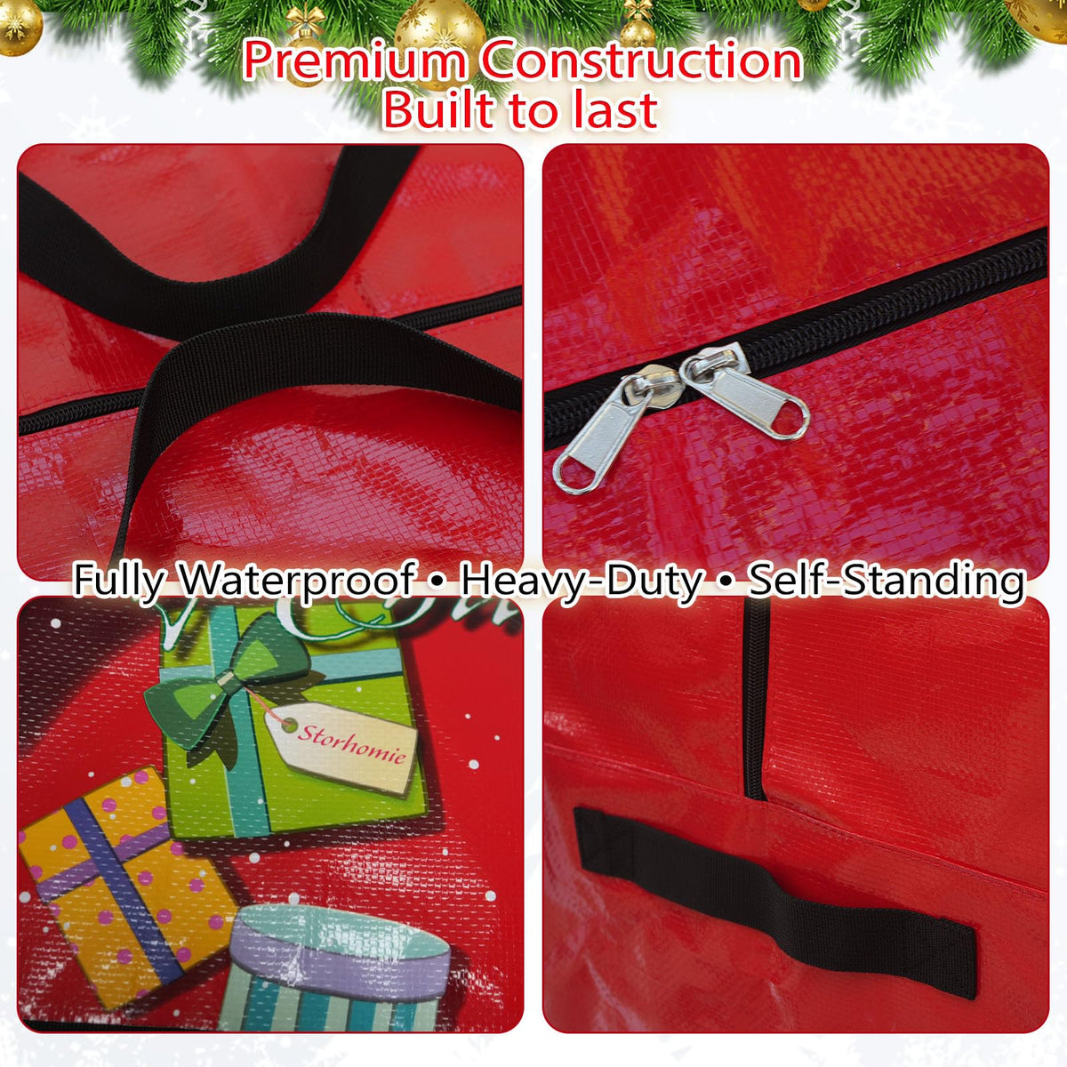 Storhomie Christmas Tree Storage Bag 7.5FT, Heavy-Duty Christmas Tree Bag,Extra-Thick Durable Waterproof Material,Christmas Tree Storage for Disassembling Artificial Tree with 3 Organizer Pouches 🍁 All In One Marketplace Canada