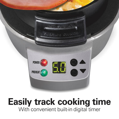 Hamilton Beach Breakfast Sandwich Maker with built in Digital Timer,600 W, PFAs Free, Silver (25478RC) Hamilton Beach