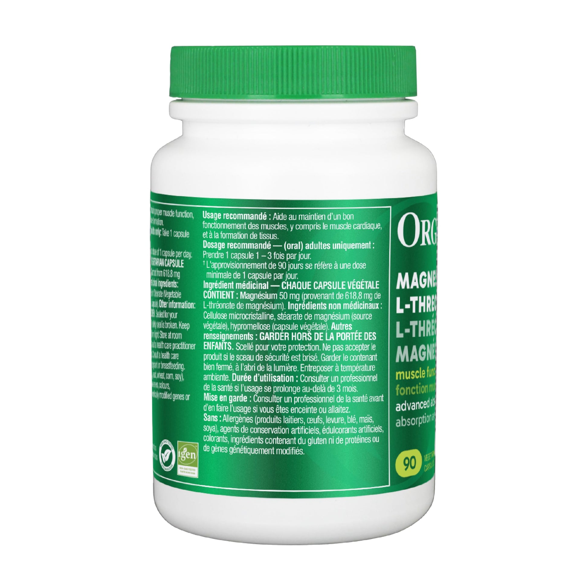Organika Magnesium L-Threonate- High Absorption to Boost Magnesium Levels- 90vcaps Organika