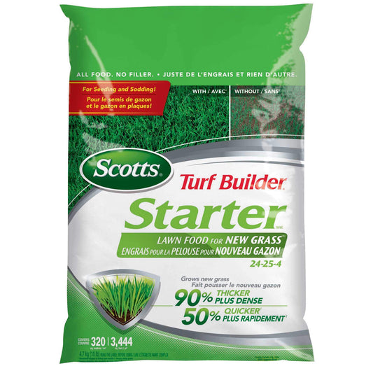 Scotts 3219 Turf Builder Starter Lawn Food for New Grass 24-25-4, 4.7kg for Coverage of 320m² - Available at All In One Marketplace Canada