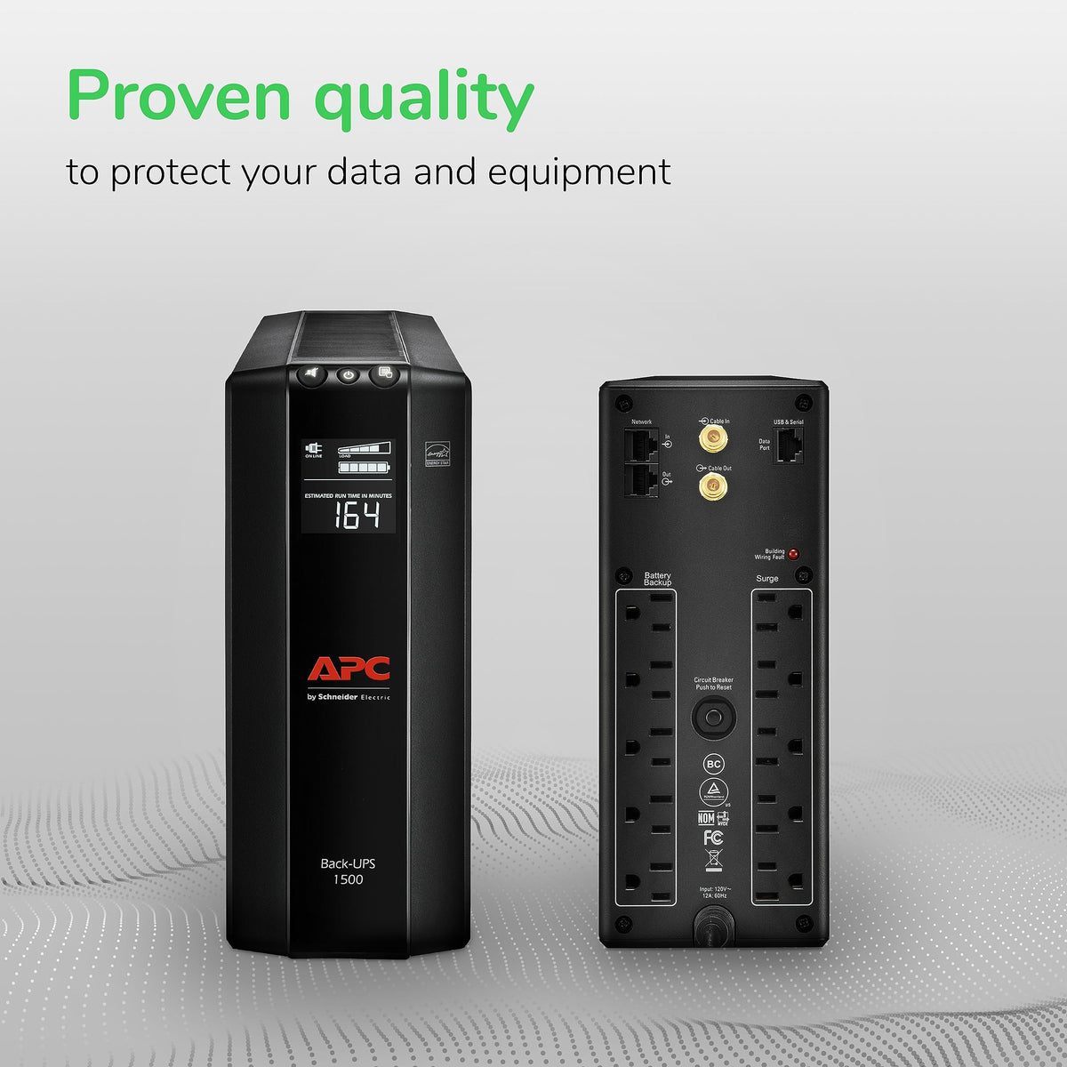 APC UPS 1500VA UPS Battery Backup & Surge Protector, BX1500M Backup Battery Power Supply, AVR, Dataline Protection