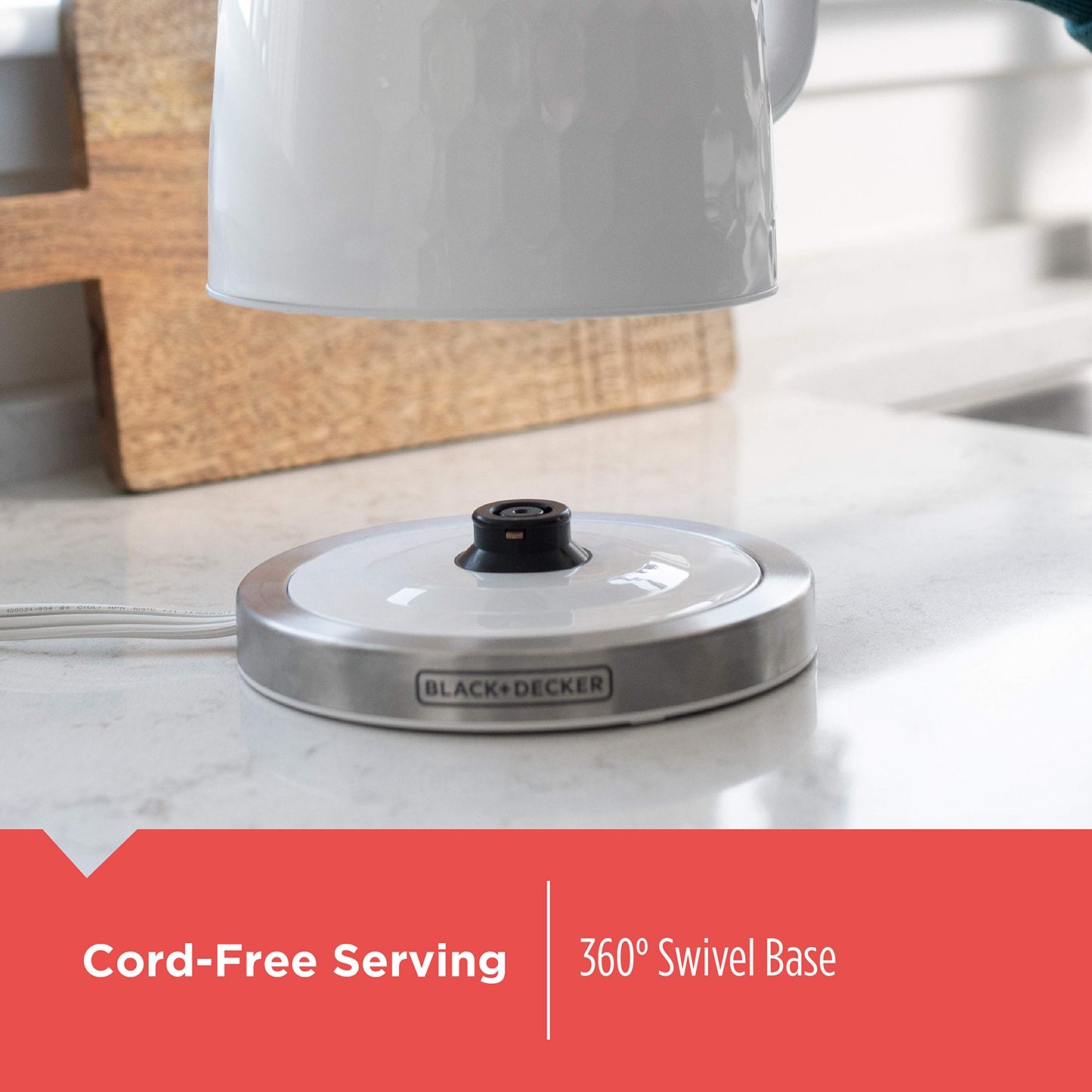 BLACK+DECKER Honeycomb Collection Rapid Boil 1.7L Electric Cordless Kettle with Premium Textured Finish, White, KE1560W - Available at All In One Marketplace Canada