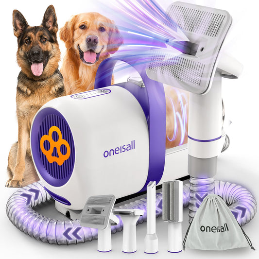 oneisall Dog Grooming Vacuum Kit: 15000Pa Shedding Brush with Grooming Tools, 3 Suction Low Noise, for Pet Thick and Undercoat, 1.5L Dust Cup, Dog Hair Vacuum, Home Cleaning, LM5 - Available at All In One Marketplace Canada