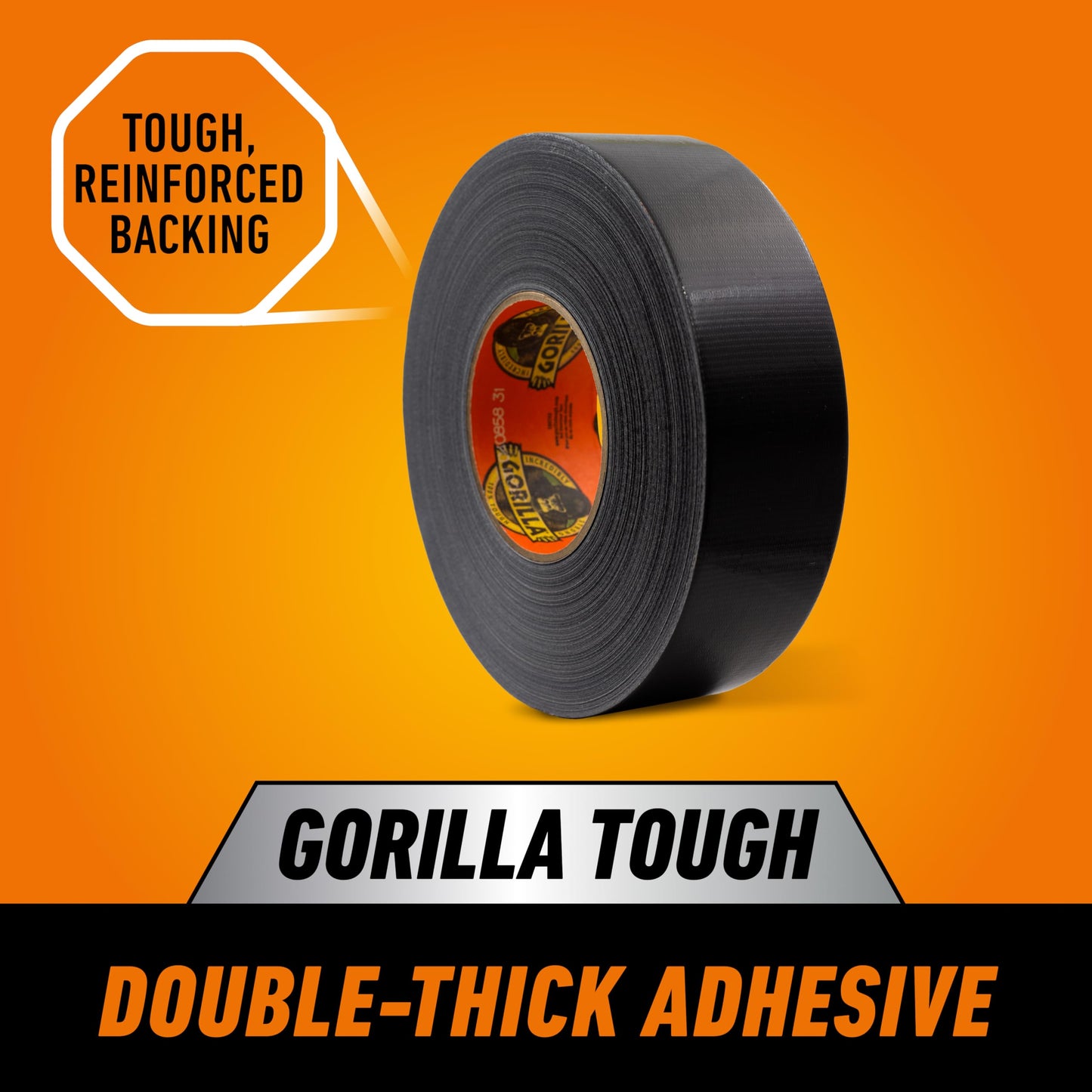 Gorilla Tape, Duct Tape, Utility Tape, Triple Layer Strength, Indoor & Outdoor, Weather Resistant Shell, 1.88 in x 50 yd, Black, (Pack of 1) GORILLA