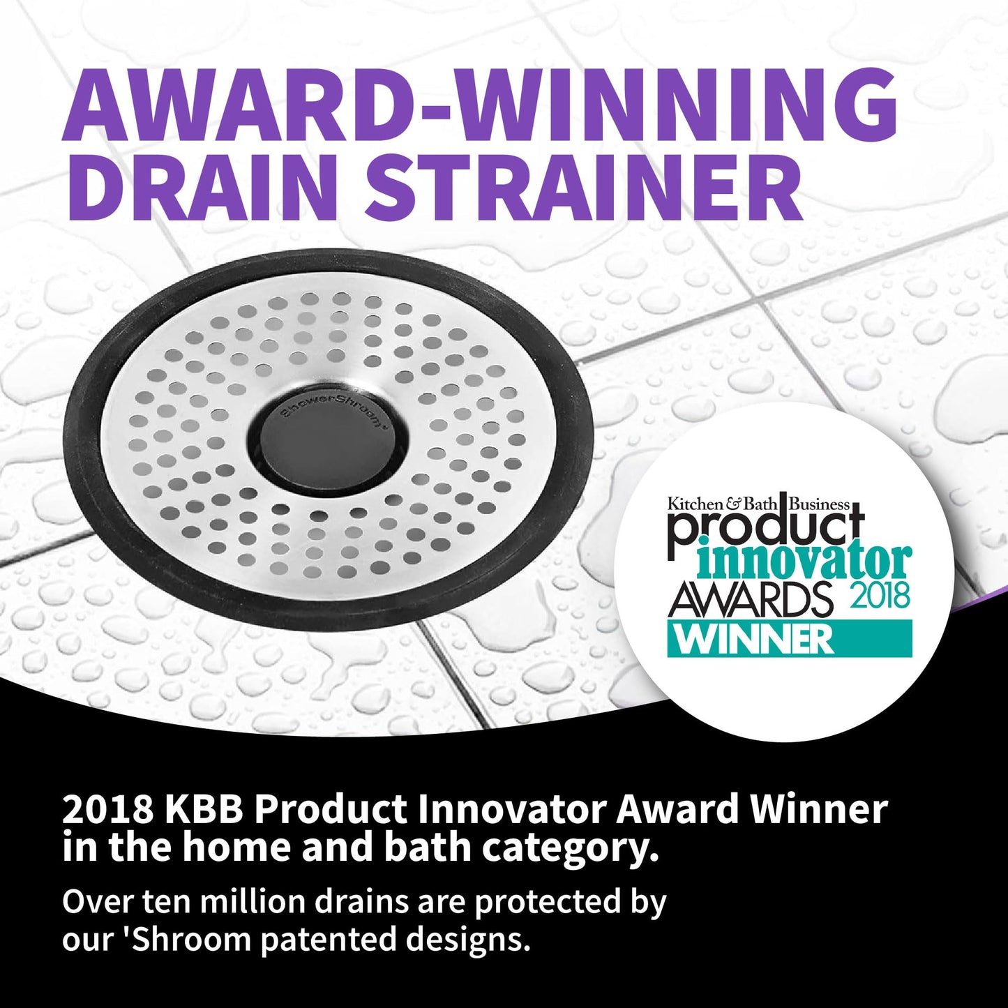 ShowerShroom SHSULT755 Ultra Revolutionary Shower Hair Catcher Drain Protector, Stainless - Available at All In One Marketplace Canada
