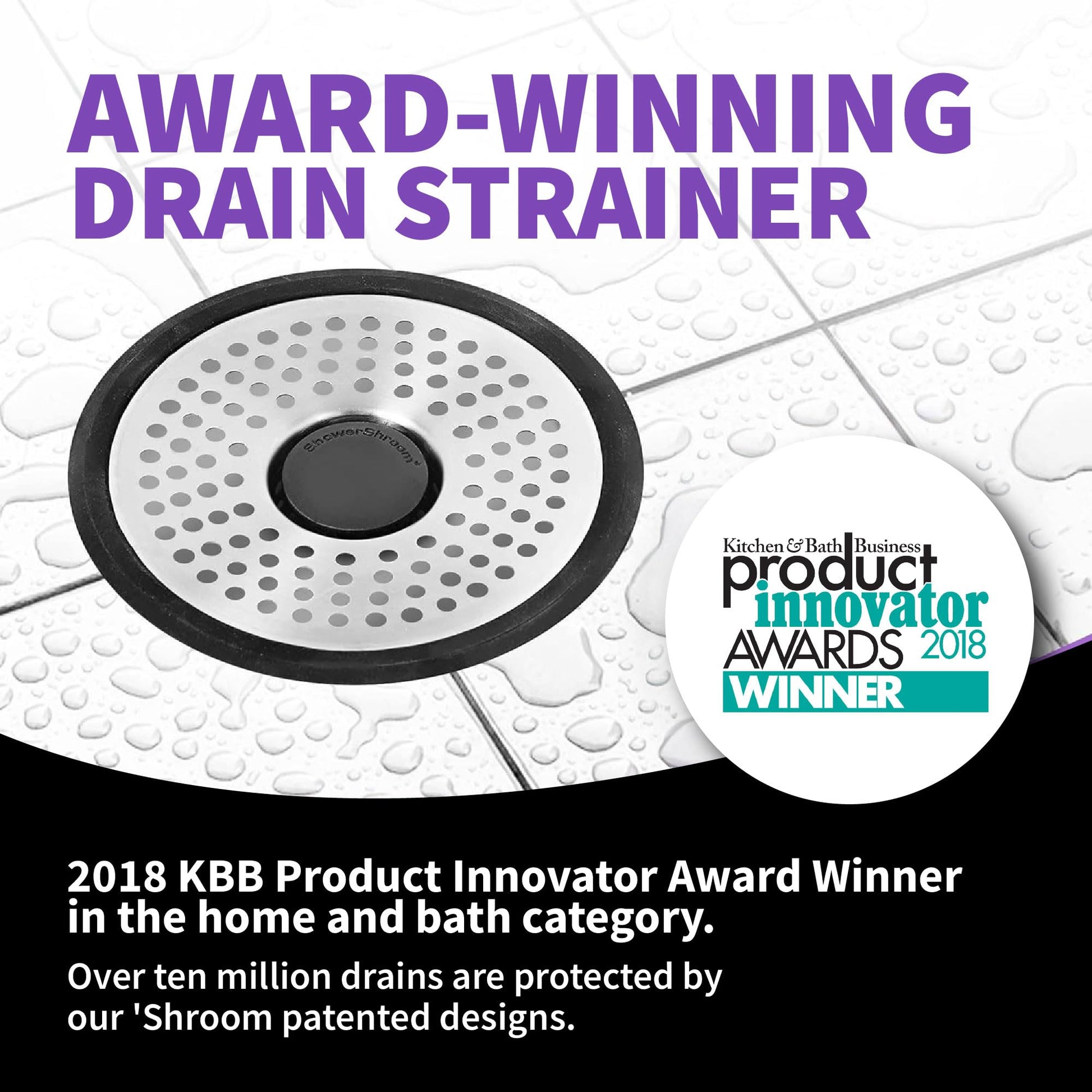 ShowerShroom SHSULT755 Ultra Revolutionary Shower Hair Catcher Drain Protector, Stainless - Available at All In One Marketplace Canada