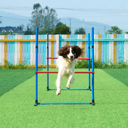 VEVOR Dog Agility Training Equipment, 7 PCS Set Upgrade w/Adjustable High Hurdles,6 Weave Poles,2 Tunnels,Jump Ring,Pause Box, Whistle,Foldable Bowl,Puppy Obstacle Course Kit w/ 3 Bags VEVOR
