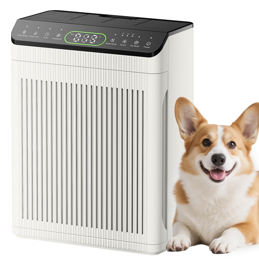 Air Purifiers for Home Large Room up to 2200sq.ft with Washable Filters, EVALIT Air Purifiers for Bedroom with Fragrance, PM 2.5 Display Air Quality Sensor for Smoke Dust Odors, Ivory, 1Pack - Available at All In One Marketplace Canada