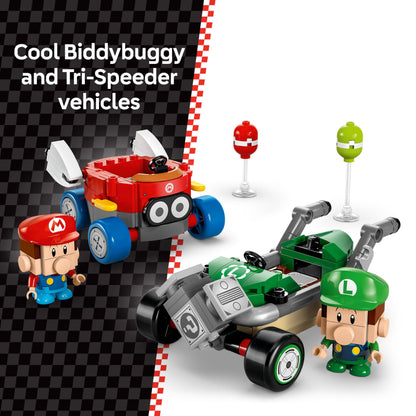 LEGO Super Mario: Mario Kart Baby Mario vs. Baby Luigi - Collectible Toy Building Set for Kids, Boys and Girls, Ages 8+ - Nintendo Mario Kart Toy for Fans - Gift Idea for Birthdays - 72034