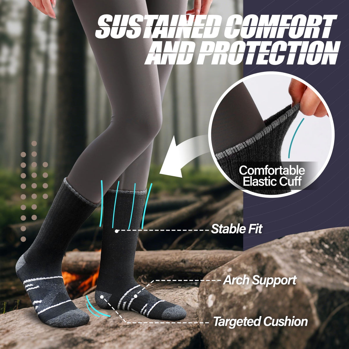 ANTSANG Merino Wool Hiking Socks, Crew Boot Work Socks for Men Women 🍁 All In One Marketplace Canada