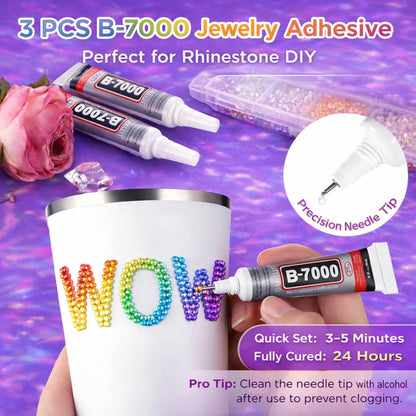 KCZ GROUP 40 Colors Resin Jelly Rhinestones for Crafting, 3mm Flatback Gems, 32000 Pieces with B7000 Glue, Bedazzling Kit for Clothing, Shoes, Nail Art, Diamond Art - Available at All In One Marketplace Canada