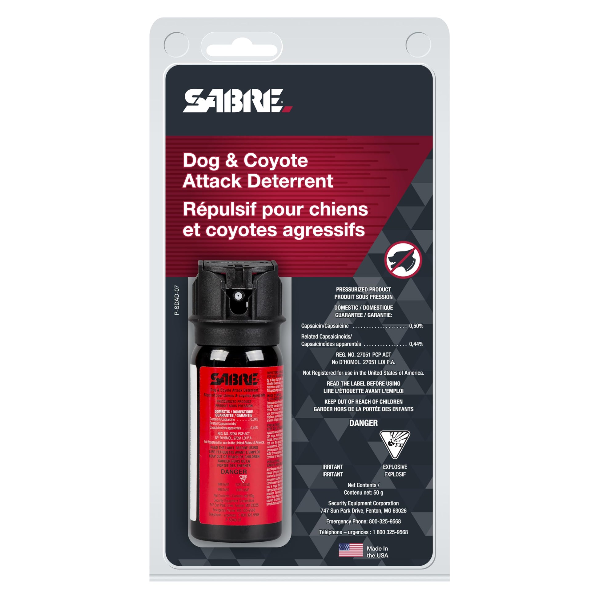 SABRE Dog & Coyote Attack Deterrent - Humane and Effective, Maximum Strength, Size Options Available ,Large Canister Flip Top