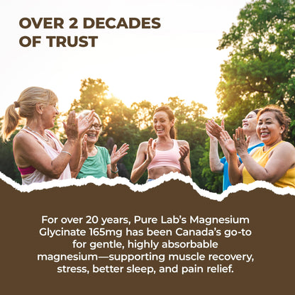 Pure Lab Vitamins Magnesium Glycinate 165mg – 120 vegicaps - Supports Muscle Function - Available at All In One Marketplace Canada
