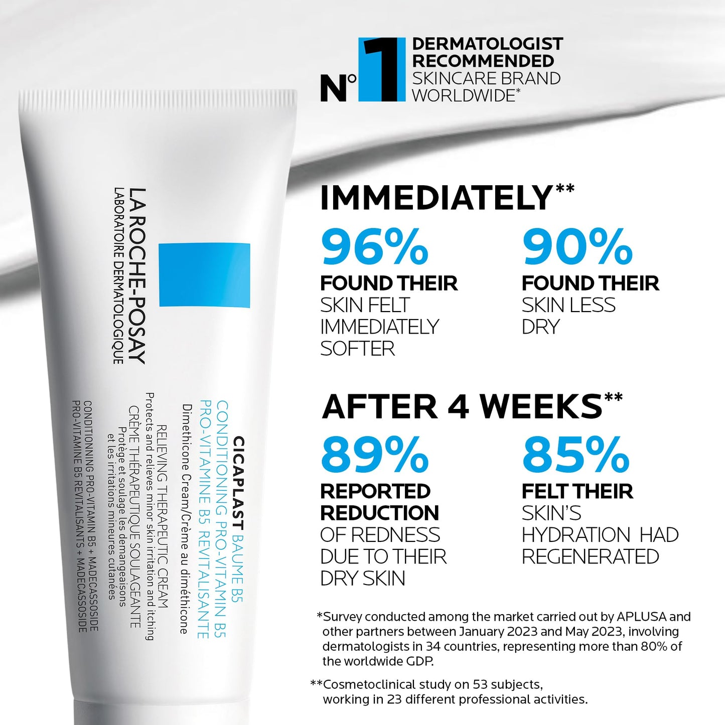 La Roche Posay Cicaplast Baume B5, Multi-Purpose Soothing Balm for Dry Skin, Absorbs Quickly, Non-Sticky, Glassy Skin Finish, for Face or Body, Suitable for the Whole Family, Fragrance Free, 40ml