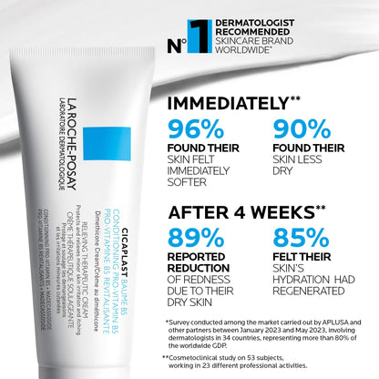 La Roche Posay Cicaplast Baume B5, Multi-Purpose Soothing Balm for Dry Skin, Absorbs Quickly, Non-Sticky, Glassy Skin Finish, for Face or Body, Suitable for the Whole Family, Fragrance Free, 40ml
