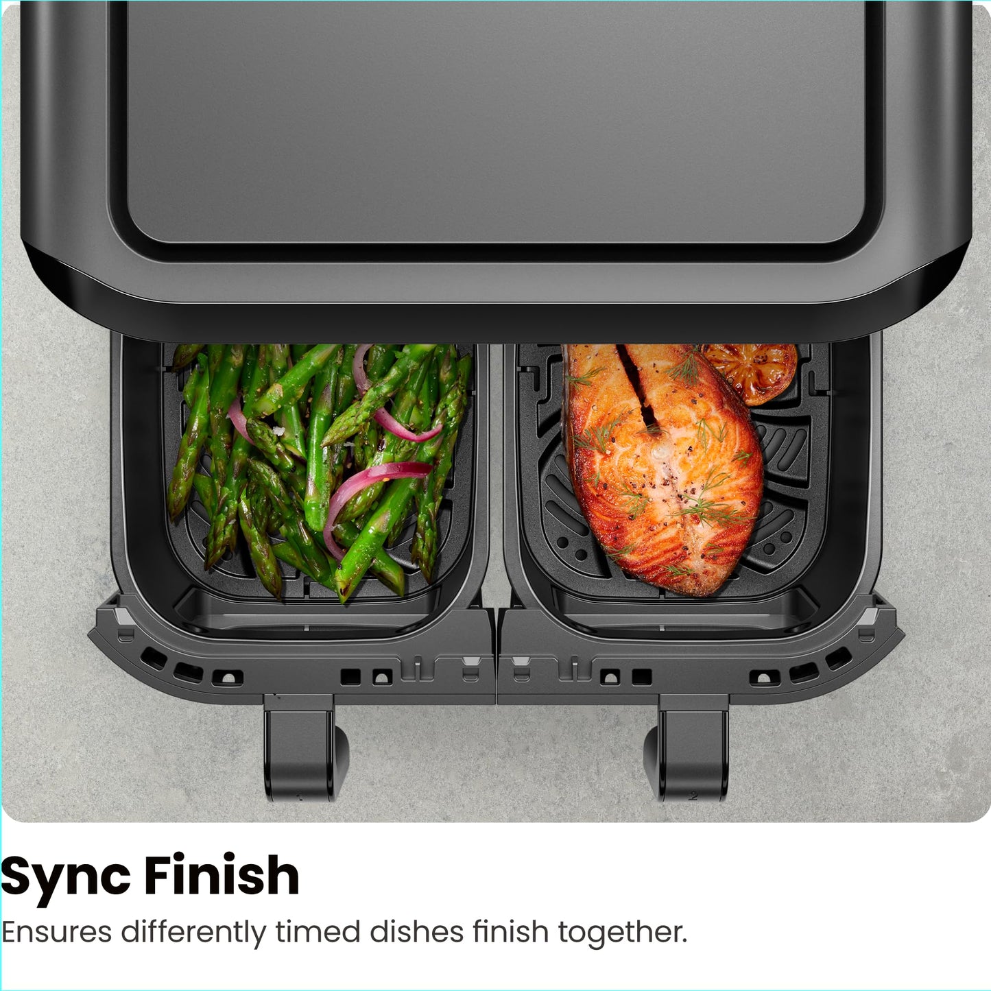 Chefman TurboFry 9-Qt. Dual-Basket Air Fryer with Sync Finish, One-Touch Digital Control, & Shake Reminder for Quick, Healthy, Family-Sized Meals, Black Chefman