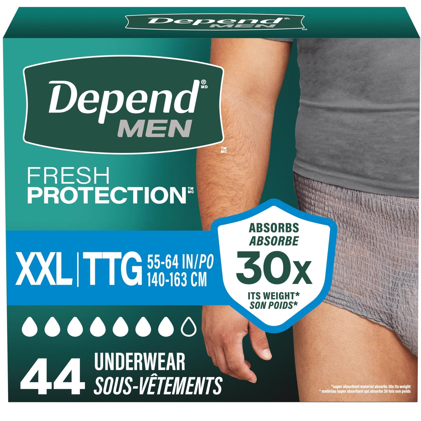 Depend Fresh Protection Adult Incontinence Underwear for Men (Formerly Depend Fit-Flex), Disposable, Maximum, Extra-Extra-Large, Grey, 44 Count (2 Packs of 22) 🍁 All In One Marketplace Canada