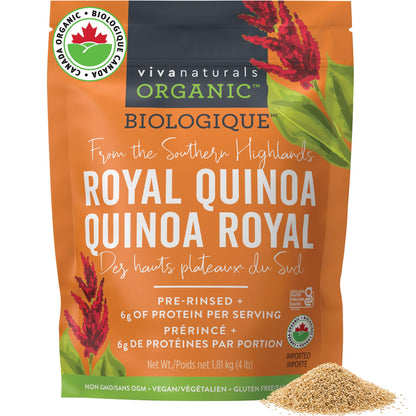Viva Naturals Organic Quinoa (4 lb) – Quinoa Organic, Non-GMO & Pre-Washed Whole Grain | Gluten-Free Vegan Plant Protein, Source of Fibre & Iron, Puffed Rice & Pasta Substitute Viva Naturals