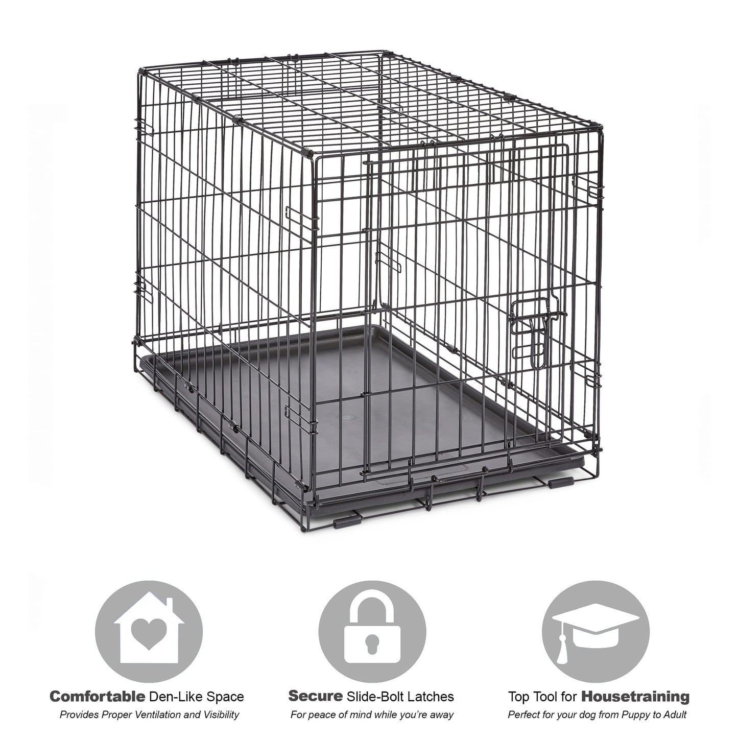 MidWest Homes for Pets 30-Inch New World Crate for Medium Breeds, 21-40 lbs, Single Door Folding Dog Crate, Leak-Proof Tray & Secure Latch, Portable, Durable & Easy to Assemble 🍁 All In One Marketplace Canada