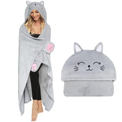 Moyel Cat Wearable Hooded Blanket Gifts for Women on Christmas Birthday 🍁 All In One Marketplace Canada