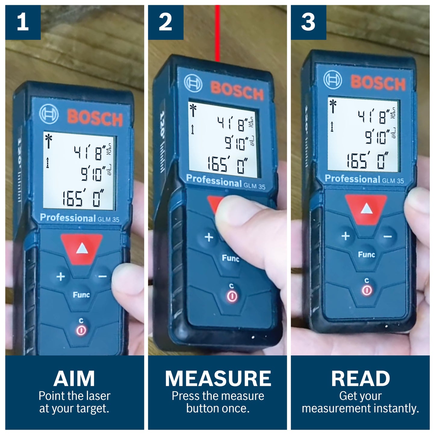 Bosch Blaze Pro Glm165-40 165Ft Laser Distance Measure with Color Backlit Display Bosch