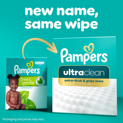 Pampers Free & Gentle 100% Plant-Based Fragrance Free Baby Wipes, 6 pack, 468 Count Pampers