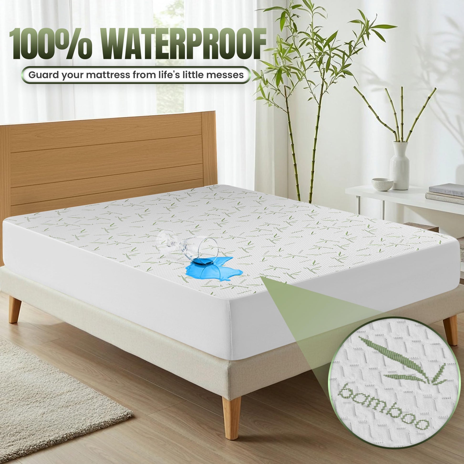 Utopia Bedding Waterproof Mattress Protector Twin Size, Bamboo Viscose Mattress Cover 200 GSM, Fits 15 Inches Deep, Breathable, Fitted Style with Stretchable Pockets (Pack of 2)