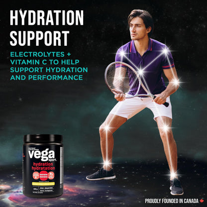 Vega Sport Hydration Electrolyte Powder, Plant Based for Fast Post Workout Hydration – Sugar-Free Lemon Lime, 40 Servings, 168 grams - Available at All In One Marketplace Canada