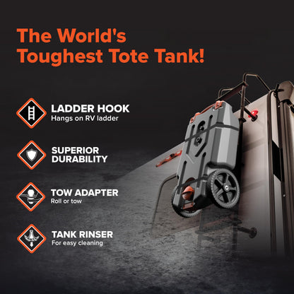 Camco Rhino 21-Gallon Camper/RV Portable Waste Tank - Features Large Heavy-Duty no-Flat Wheels & Low Drain Hole - Includes Removable Steel Tow Adapter, 3' Sewer Hose & More Accessories (39002) 🍁 All In One Marketplace Canada