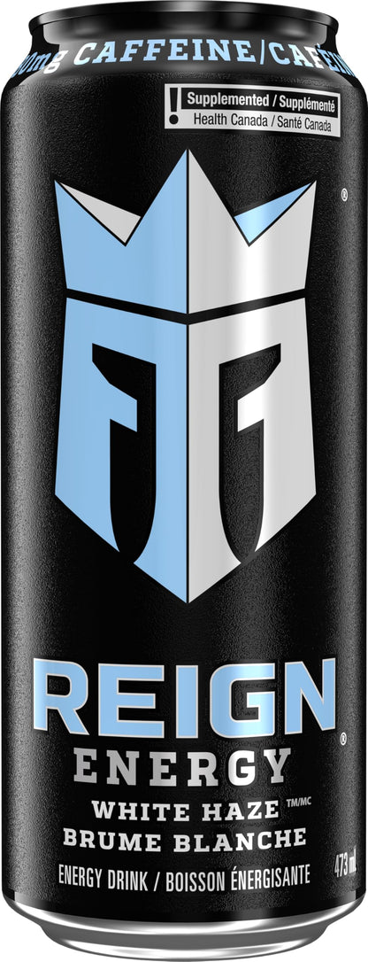 Reign Energy, White Haze, 473mL (12 Pack) - Zero Sugar Energy Drink with BCAAs and Electrolytes