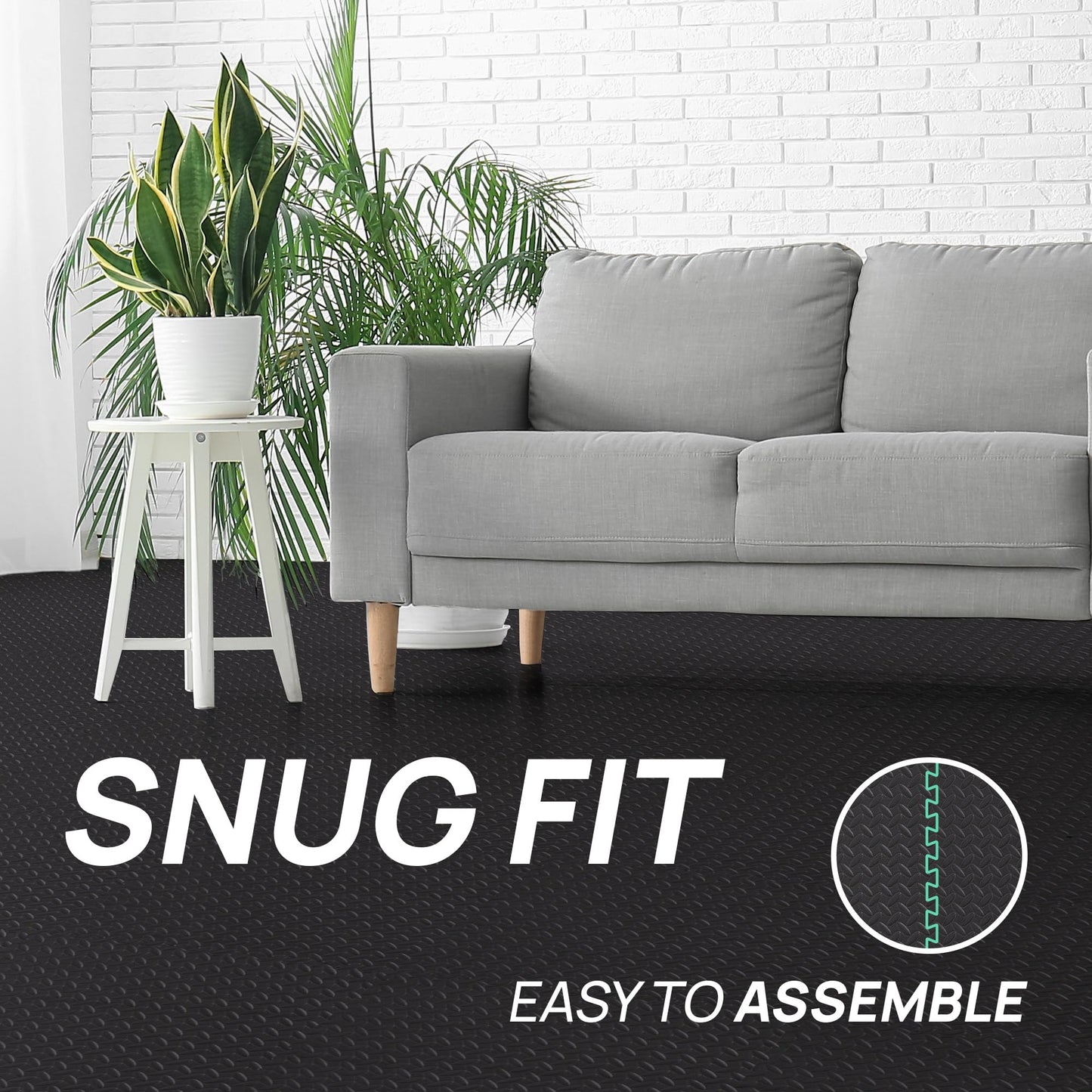 Yes4All EVA Interlocking Mats, Puzzle Floor Tiles, Foam Floor Padding with Border for Furniture, Home Space, Living Room, Garage - Black, 1.02 m2 🍁 All In One Marketplace Canada