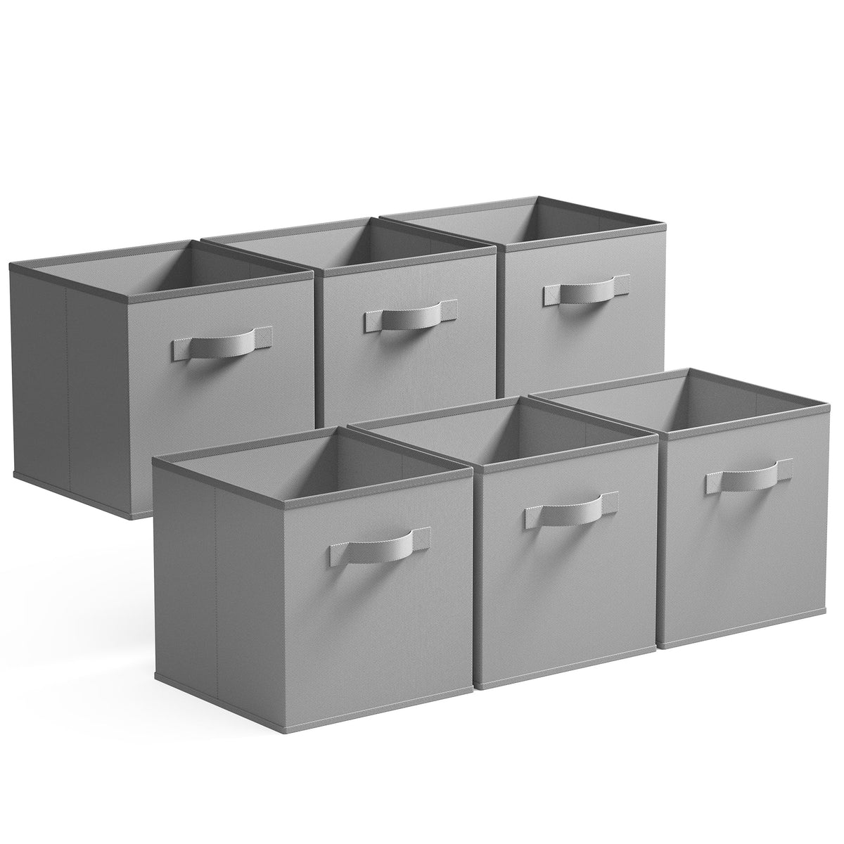 GRANNY SAYS Cube Storage Bins, Pack of 6 Fabric Storage Cubes 11x11, Collapsible Square Storage Boxes for Shelves, Cube Bac de Rangement, Cubby Storage Bins for Organising Clothes Kids Toys, Grey