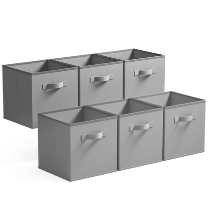 GRANNY SAYS Cube Storage Bins, Pack of 6 Fabric Storage Cubes 11x11, Collapsible Square Storage Boxes for Shelves, Cube Bac de Rangement, Cubby Storage Bins for Organising Clothes Kids Toys, Grey