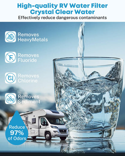 Kohree RV Water Filter, RV Marine Inline KDF Water Filter with NSF & BPA Free Certified, Greatly Reduce Chlorine Heavy Metals Bad Taste Odors and Sediment - 4 Pack Kohree