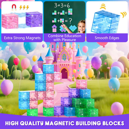 CZCUUDZ Magnetic Blocks Travel, 35PCS Mini Magnetic Blocks for Toddlers, STEM Building Cubes with Portable Iron Box, Magnetic Building Blocks for Kid Ages 3 4 5 6 7 8 Christmas Birthday Gifts, Glitter 🍁 All In One Marketplace Canada