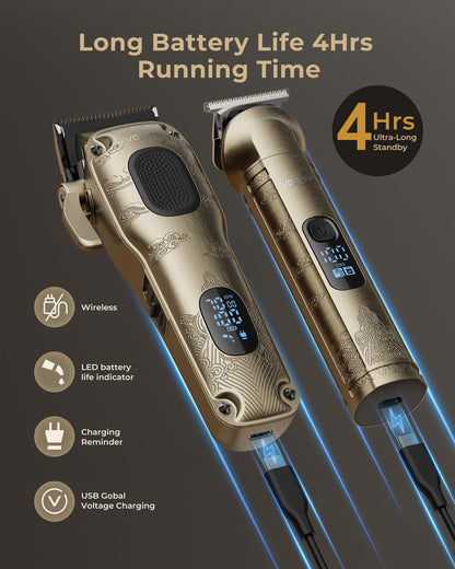VGRPRO Hair Clippers for Men Professional, Cordless Hair Clippers for Hair Cutting, Mens Clippers and Trimmers Set, Electric Hair Trimmer for Men with Package Case (Gloden) - Available at All In One Marketplace Canada