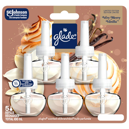 Glade® Holiday Plugins Scented Oil Refill, Very Merry Vanilla™, 5 Refills 🍁 All In One Marketplace Canada