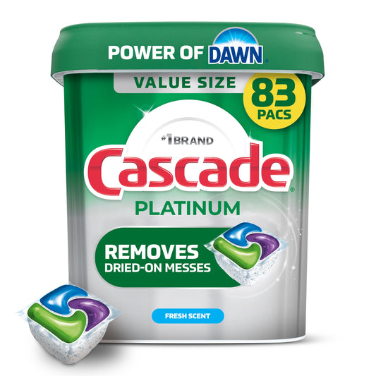 Cascade Platinum Dishwasher Detergent Pods, Dish Detergent Soap, Fresh Scent, 83 Count